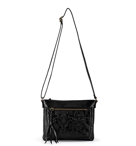 The Sak womens Sak Sanibel Leather Mini Crossbody, Black Floral Embossed Ii, One Size US