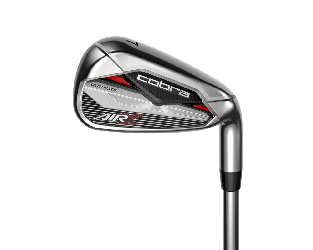 Cobra Golf 2022 Air X Iron Set (Men's, Left Hand, Cobra FST Ultralite, Reg Flex, 5-GW), Grey-Red