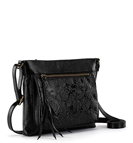 The Sak womens Sak Sanibel Leather Mini Crossbody, Black Floral Embossed Ii, One Size US