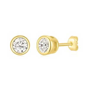 shinyso 925 sterling silver stud earrings with round cubic zirconia gold mini earrings for women