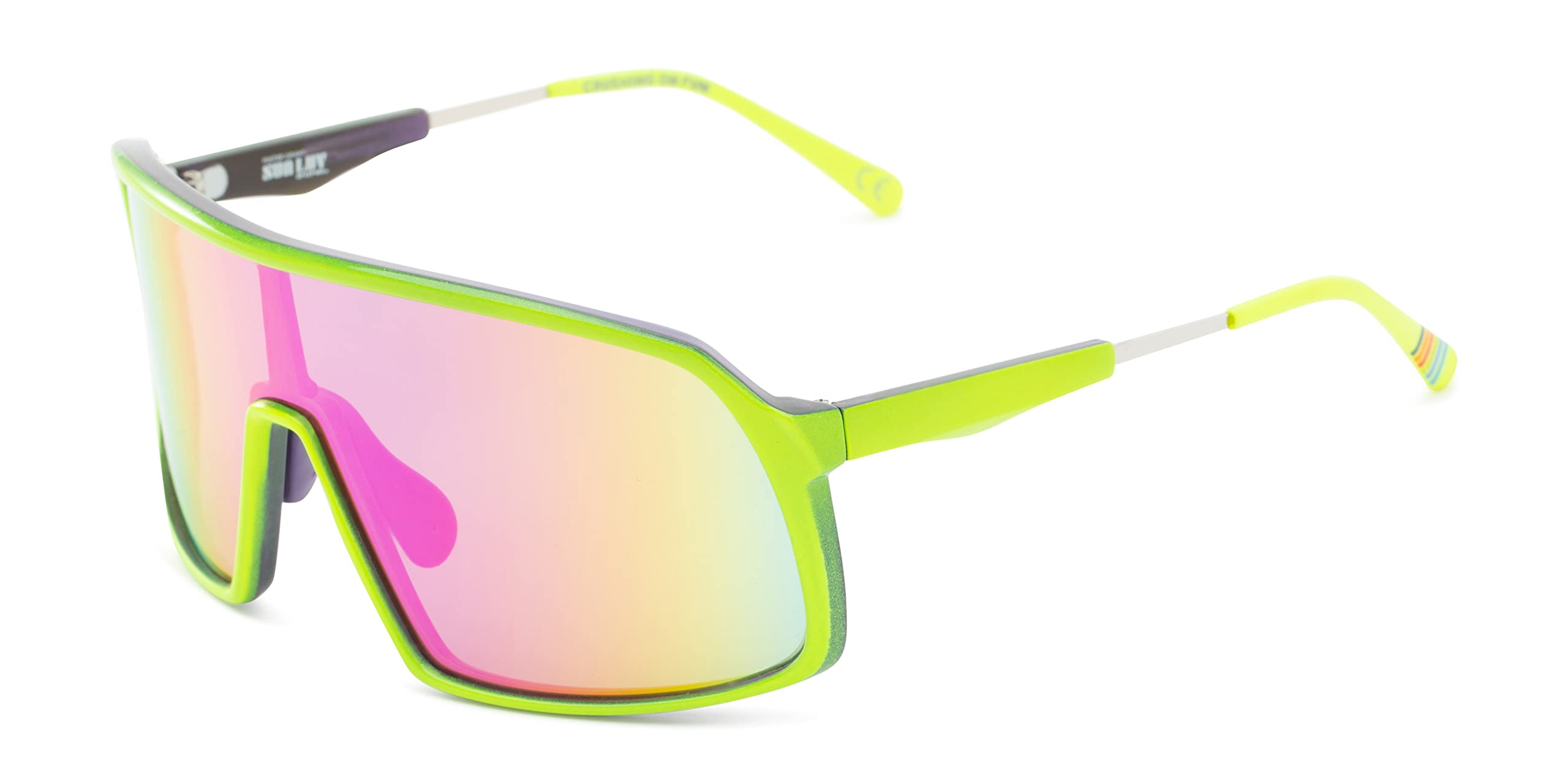 Foster Grant Sun Luv Crushing On Fun Shield Sunglasses, Neon Green, 56mm