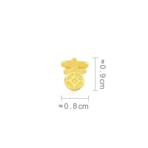 CHOW SANG SANG Chinese Gifting Collection 999 24K Solid Gold Ancient Coin with Chinese Character (吉)"Super Luck" Stud Earring for Women 93121E (Sold Single Not Pair)