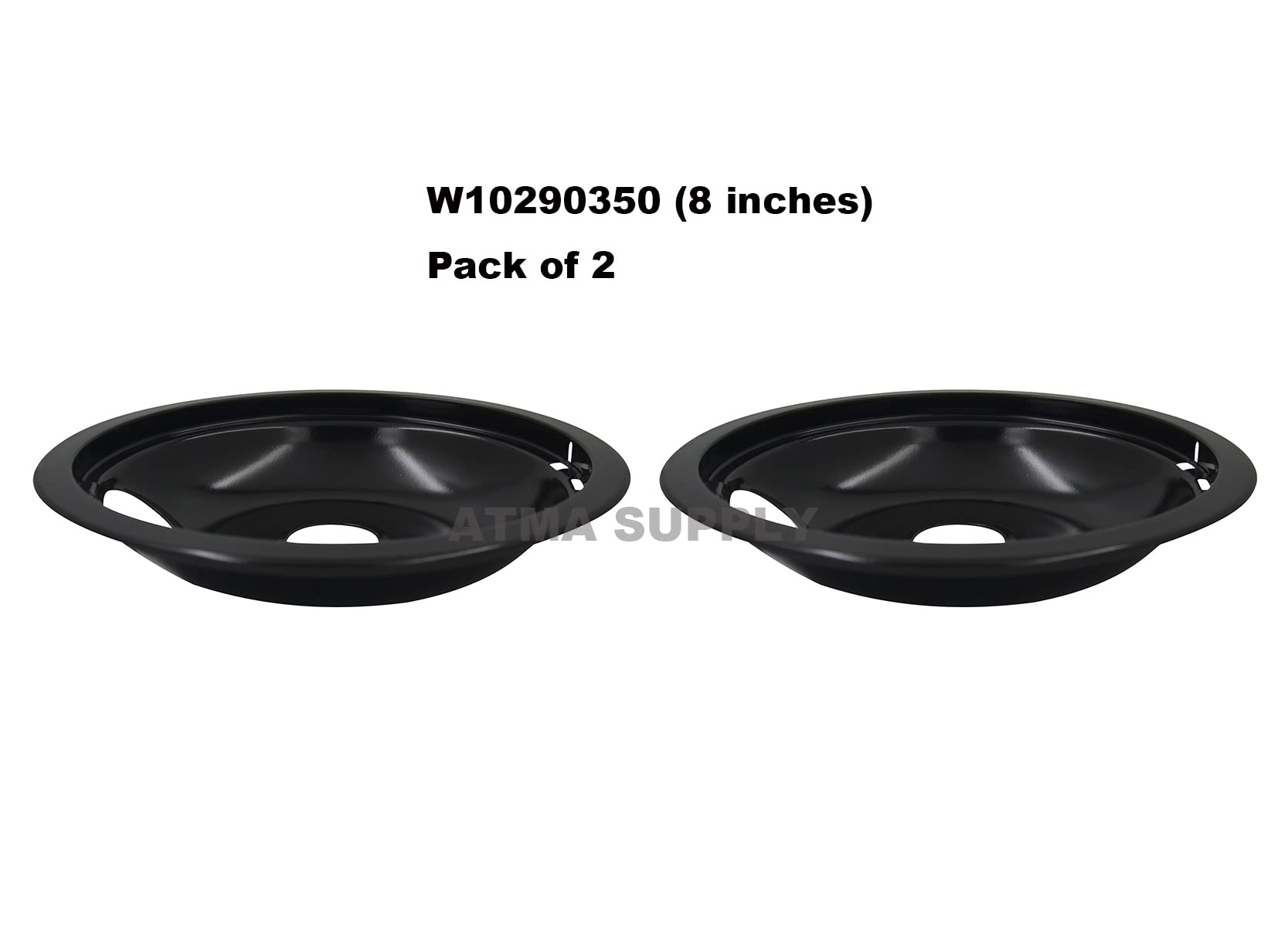 W10290350 and W10290353 Range Cooktop Porcelain Drip Pans Set Compatible with Whirlpool Includes 2 8-Inch and 2 6-Inch Pans,4pack, Black