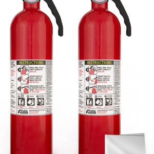 Kidde FA110 Multipurpose Fire Extinguishers 2 Pack - Red, (Rating 1-A:10-B:C) Includes Wholesalehome Cleaning Cloth