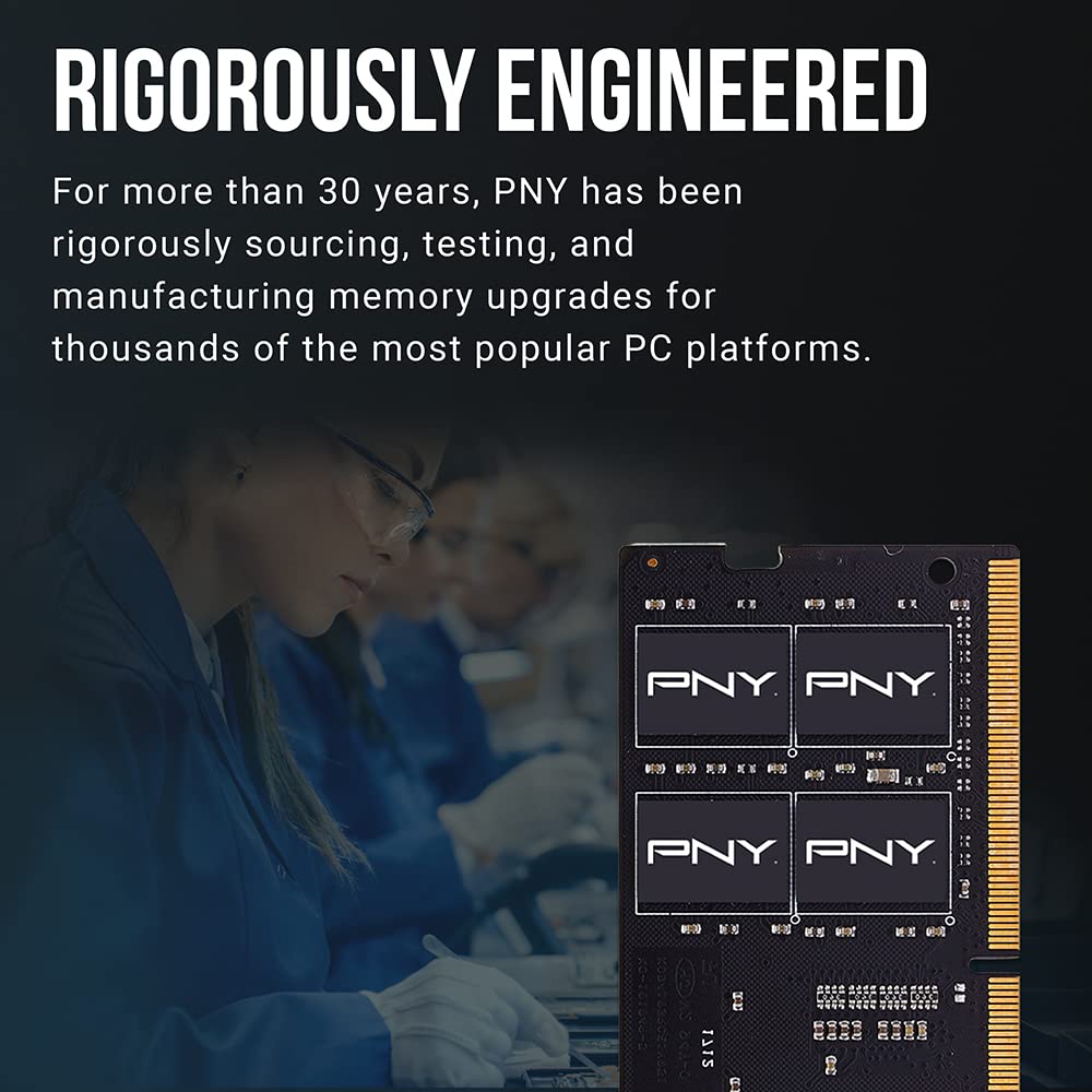 PNY Performance 32GB (2x16GB) DDR4 DRAM 3200MHz (PC4-25600) CL22 (Compatible with 2933MHz, 2666MHz, 2400MHz or 2133MHz) 1.2V Notebook/Laptop (SODIMM) Computer Memory Kit – MN32GK2D43200-TB