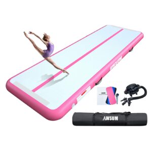 awsum air gymnastics mat 10ft/13ft/16ft/20ft/23ft inflatable tumble track mats 4/8 inches thick tumbling mat with electric pump for home/gym