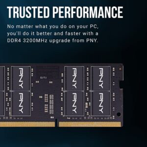 PNY Performance 32GB (2x16GB) DDR4 DRAM 3200MHz (PC4-25600) CL22 (Compatible with 2933MHz, 2666MHz, 2400MHz or 2133MHz) 1.2V Notebook/Laptop (SODIMM) Computer Memory Kit – MN32GK2D43200-TB