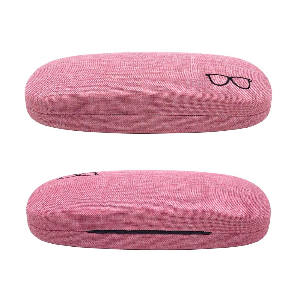 CHZZMS 6 Pack Hard Shell Eyeglasses Case Protector Linen Fabrics Glasses Case for Men Women