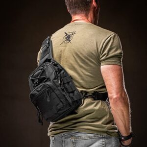 BOMTURN Tactical Backpack Shoulder Bag - 1000D Waterproof Military Backpack // Laser Cut Molle System // CCW Bags Outdoor Sling Bag for Every Day Carry Black