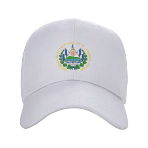 ZMHOOT Coat of Arms of El Salvador Baseball Cap Men and Women Duck Tongue Hat Casquette Adjustable White, One Size