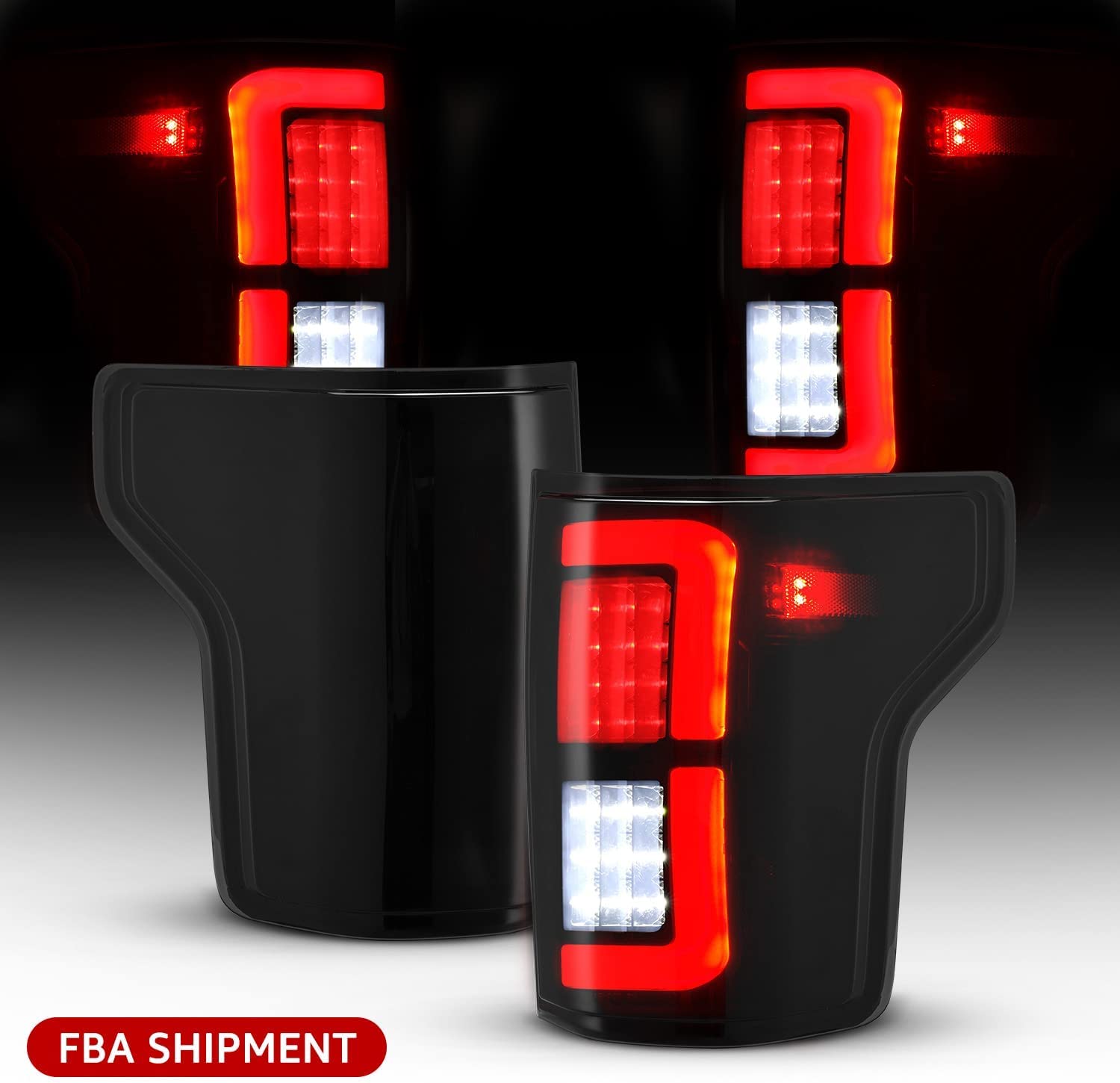 HAKA TOUGH LED Tail Lights Assembly Compatible with 2015 2016 2017 2018 2019 2020 Ford F150 F-150 Pickup Truck Black Smoked Taillights Brake Rear Lamps Accessories,Driver Side + Passenger Side