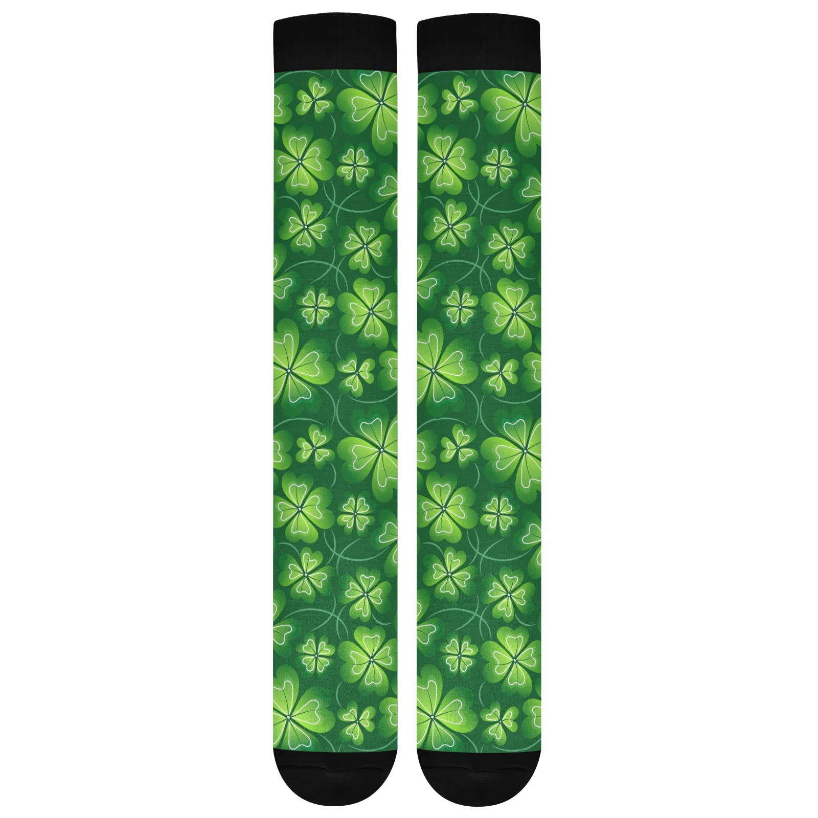 xigua Green Four-leaf Clover Compression Socks for Women & Men Circulation-Best for Running,Nurse,Travel,Cycling