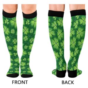 xigua Green Four-leaf Clover Compression Socks for Women & Men Circulation-Best for Running,Nurse,Travel,Cycling