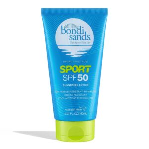 bondi sands sport spf 50 sunscreen lotion | high-performance protection with cool motion technology, non-greasy, water + sweat-resistant | 5.07 fl oz