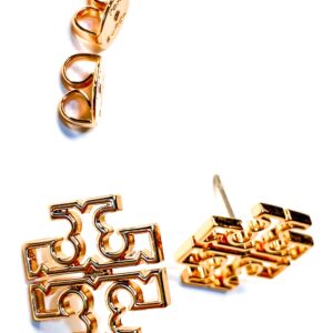 Tory Burch Britten Logo Stud Earring Rose Gold