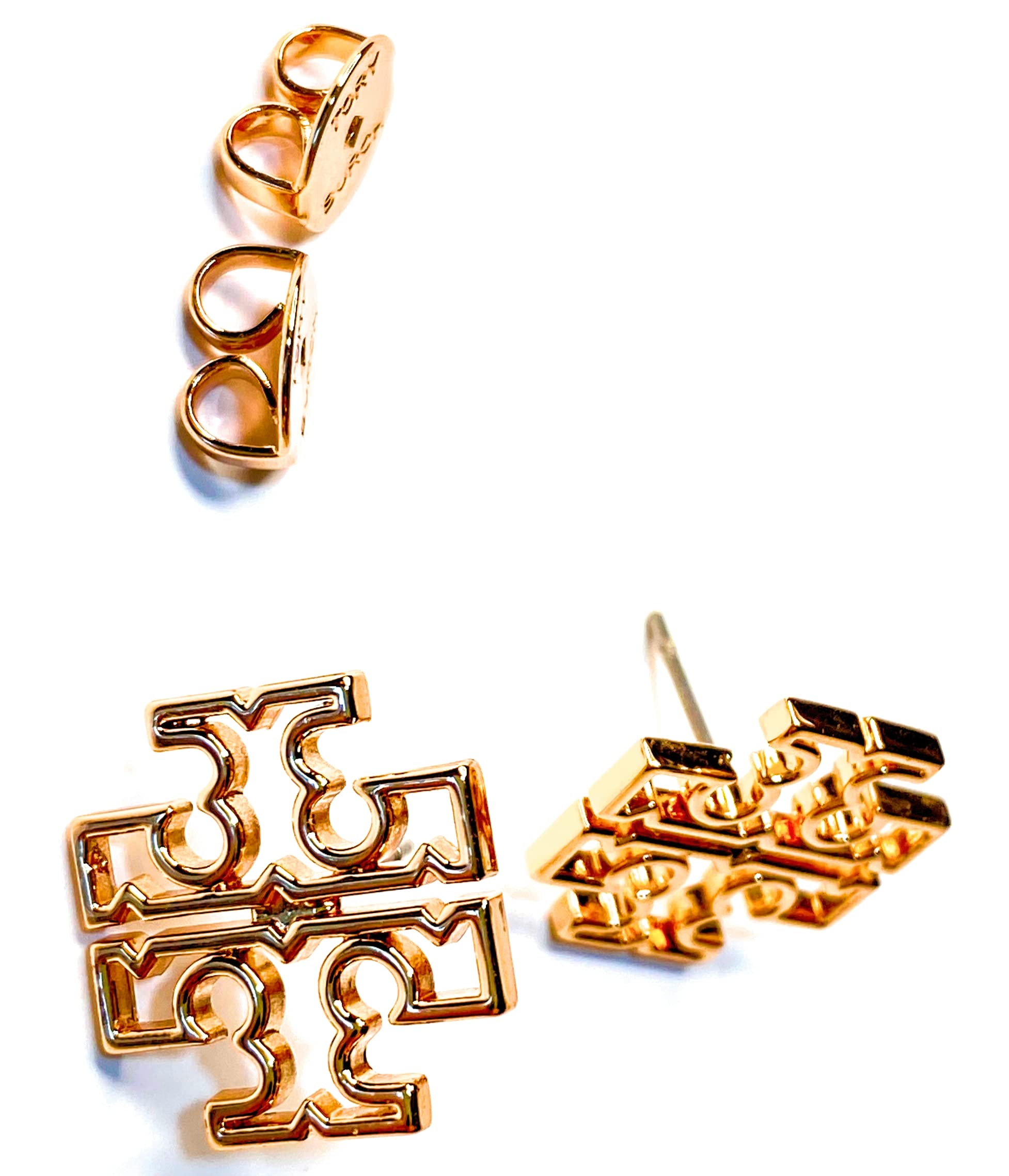 Tory Burch Britten Logo Stud Earring Rose Gold