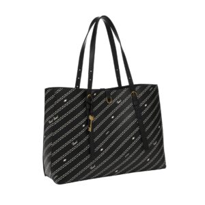 Fossil Women's Kier Vegan Cactus Tote Bag Purse Handbag, Black/Bone Signature Print (Model: ZB1701104)