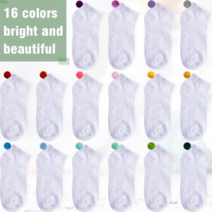 SATINIOR 16 Pairs Women Pom Pom Socks with Balls on The Back Ankle Lowcut Socks Seamless Socks for Men Women(White)