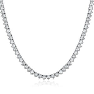 Tennis Necklace for Women and Men 18K Gold Plated Cubic Zirconia Chain, 4mm Round cut CZ Chain (3prong 16inch white gold plated)