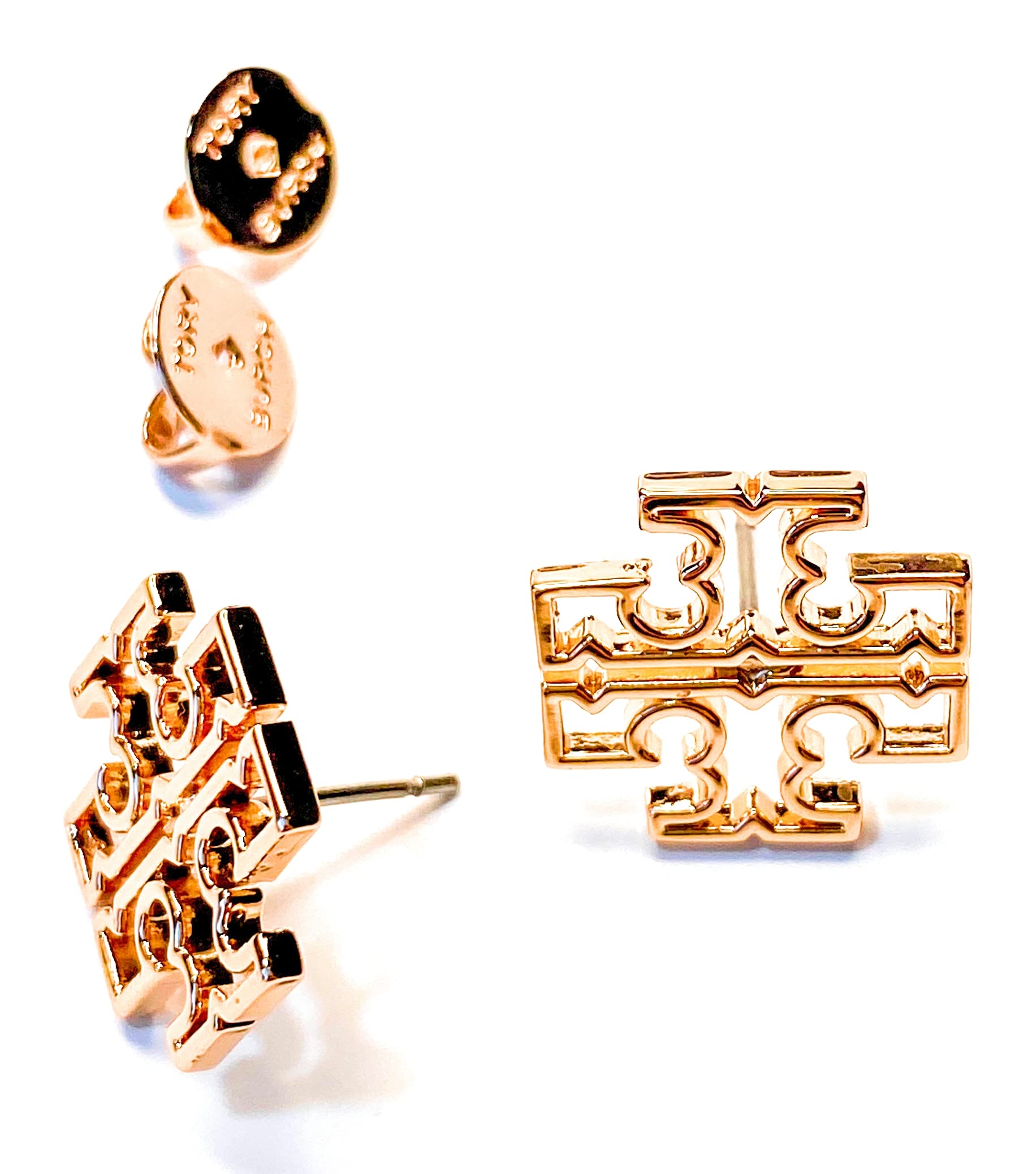 Tory Burch Britten Logo Stud Earring Rose Gold