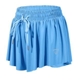 2 in 1 flowy comfy shorts for women gym yoga athletic workout running spandex skort lounge sweat skirt preppy trendy clothes summer stuff dupes(s, light blue)