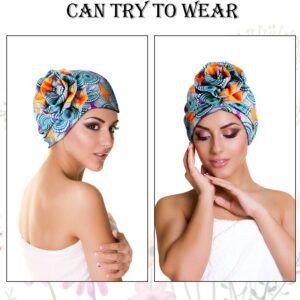 SATINIOR 8 Pieces Turbans African Pattern Knot Headwrap Bohemian Print Pre Tied Flower Knot Bonnet Hat for Women Girls (Vivid Style), One Size Multicoloured