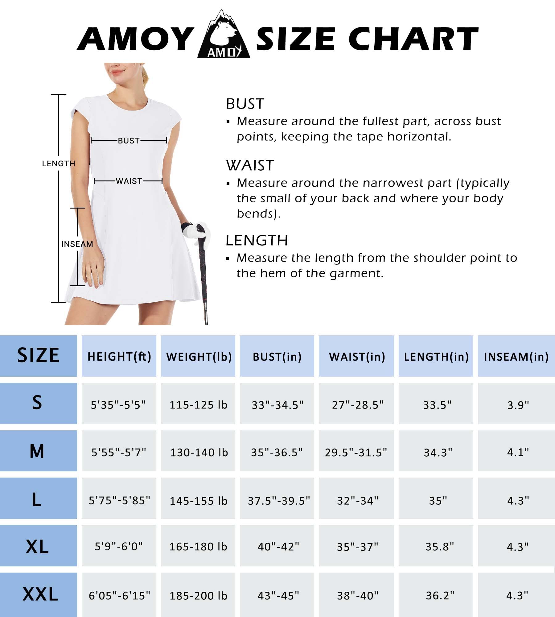 Amoy Women’s Tennis Dress with Built in Shorts UPF 50+ Cap Sleeve Exercise Dresses for Athletic Workout White L