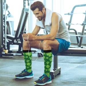 xigua Green Four-leaf Clover Compression Socks for Women & Men Circulation-Best for Running,Nurse,Travel,Cycling