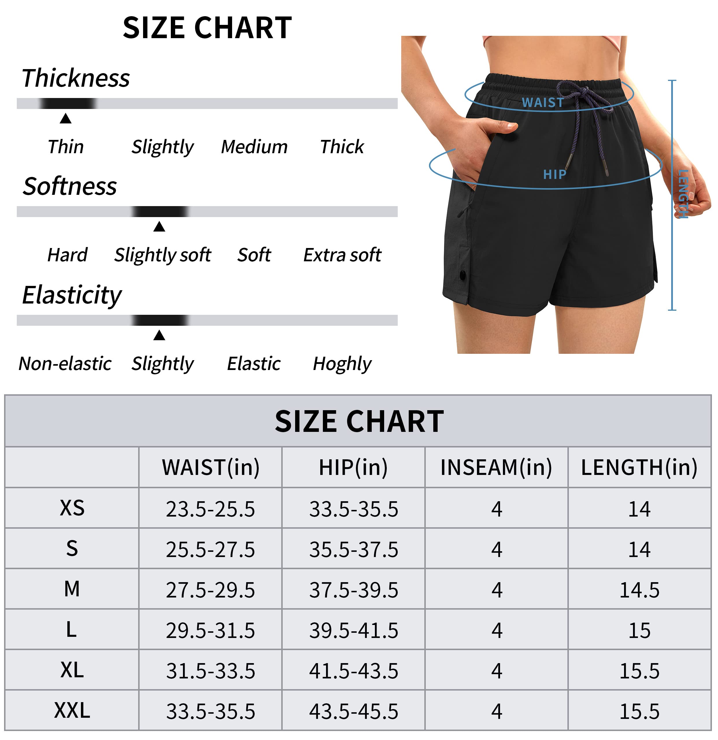 AFITNE Women's Hiking Shorts Quick Dry Lightweight Golf Active Water Shorts with Pockets for Work Outdoor Camping Fishing Black L