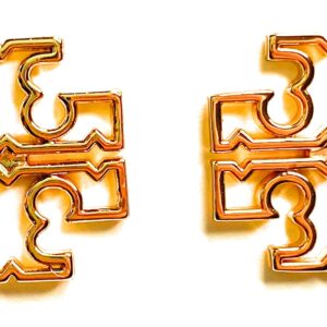 Tory Burch Britten Logo Stud Earring Rose Gold