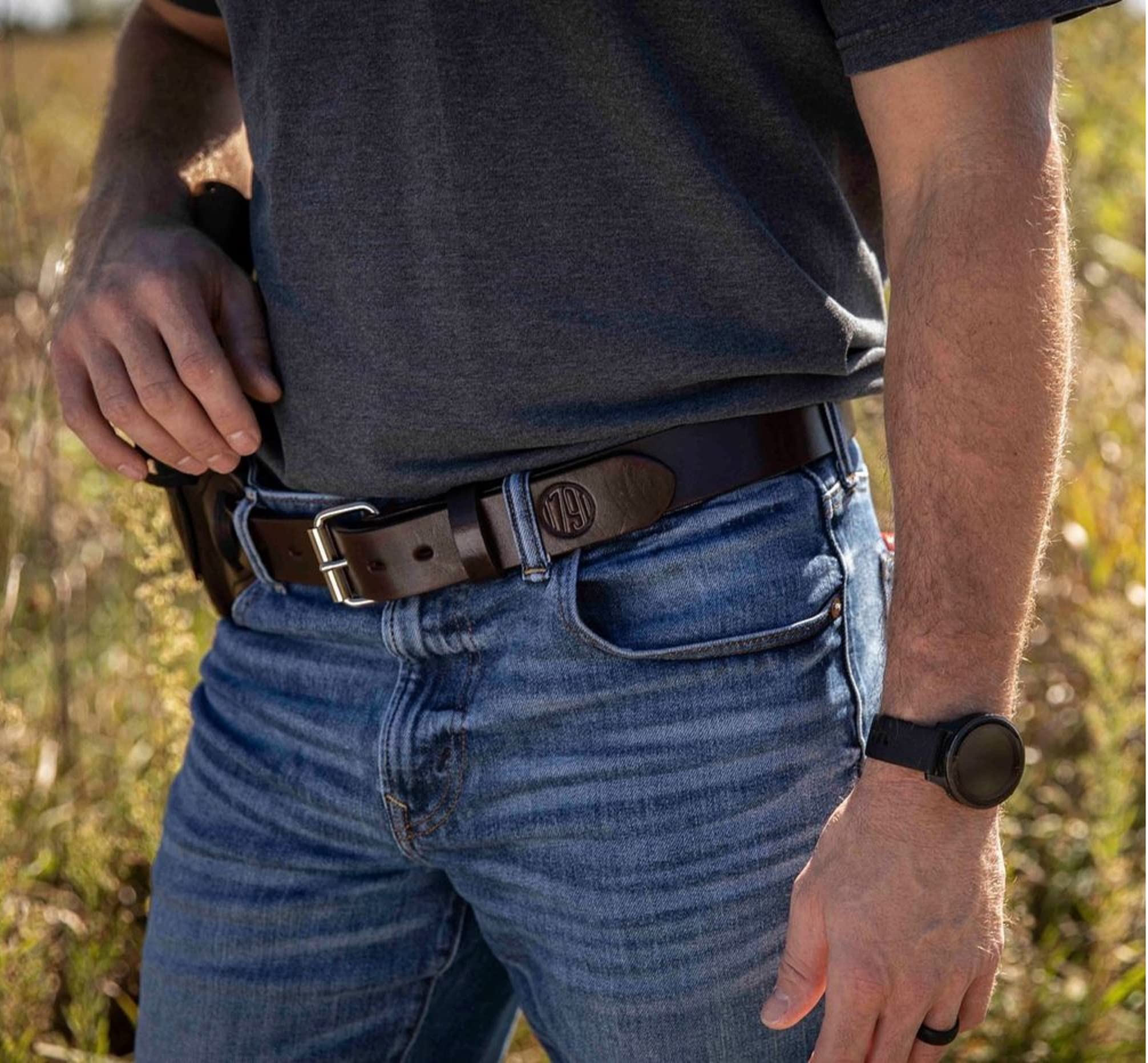 1791 GUNLEATHER Gun Belt - Gun Holster Belt - Heavy Duty 14 oz Leather Gun Belt, EDC Belt, Signature Brown 44 (Size 40 Pants)