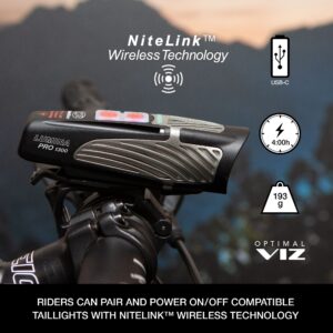 NiteRider Lumina Pro 1300 w/NiteLink Rechargeable MTB Road Commuter Bike Light Powerful Lumens Water Resistant Bicycle Headlight LED Front Light Easy to Install Cycling Safety