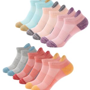 BUDERMMY Running Ankle Socks for Women Athletic Cotton Cushioned 6 Pairs Workout No Show Socks Women (8-10, Mixed Color)