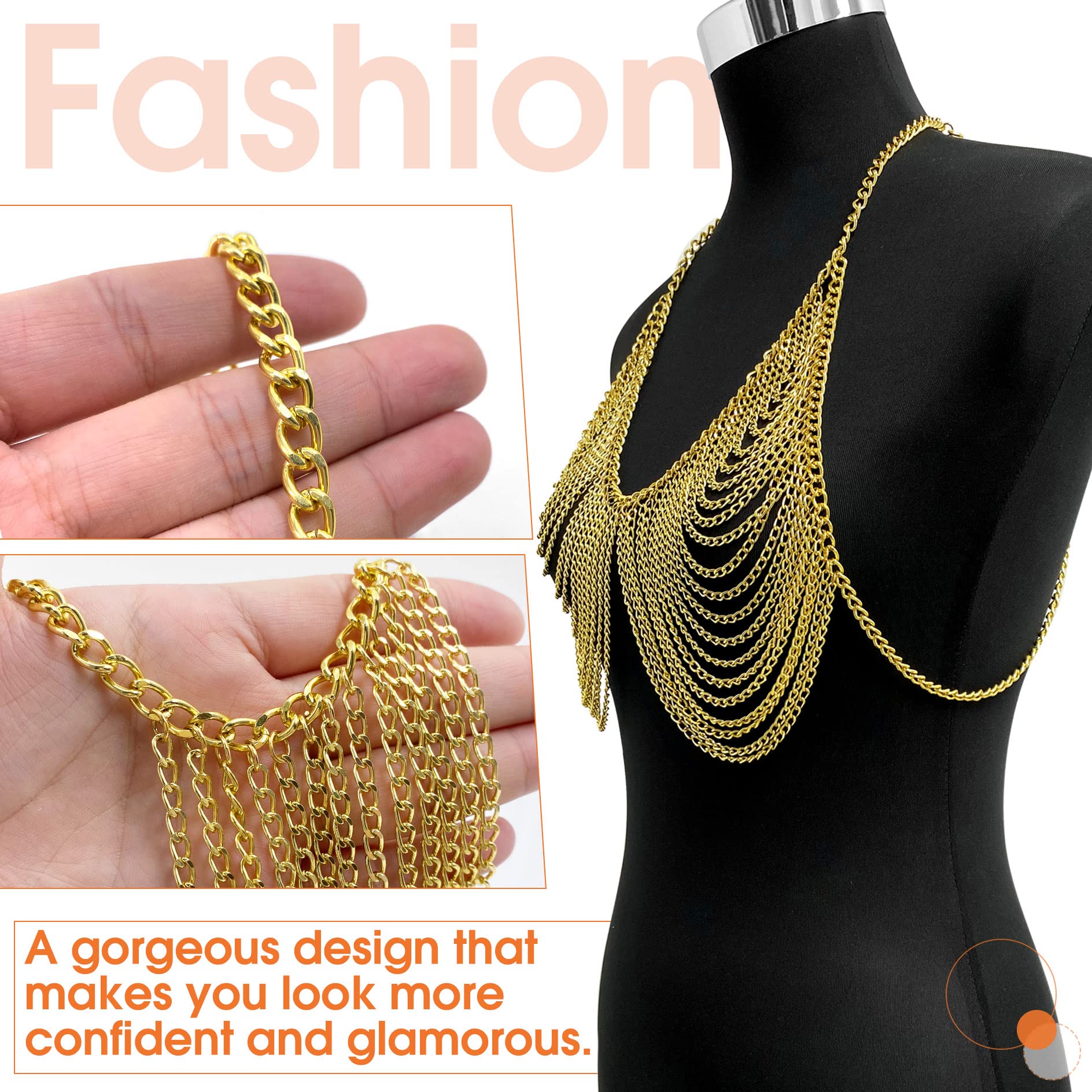 Diymood Gold Body Chain Beach Body Layered Punk Bohemia Chest Bikini Bra Chains Chains Nightclub Party Fashion Body Jewelry Accessory for Women and Girls