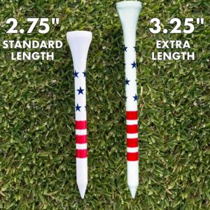 American Golf USA Golf Tees - 100 Pack of 2-3/4 Inch - American Pride Flag Design, Professional Length Tee, red white and blue