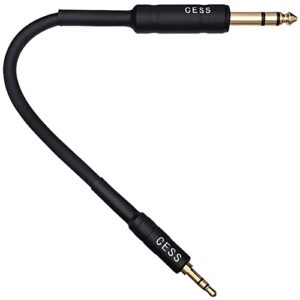 CNCESS CESS-189-6i Stereo Audio Cable, 3.5mm to 6.35mm TRS, Gold and Chrome Plated Connectors, Shielded Oxygen-Free Copper Cable, 22 AWG, 18 Inch