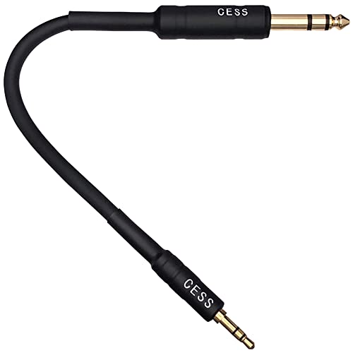 CNCESS CESS-189-6i Stereo Audio Cable, 3.5mm to 6.35mm TRS, Gold and Chrome Plated Connectors, Shielded Oxygen-Free Copper Cable, 22 AWG, 18 Inch