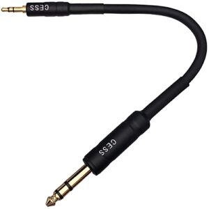 cncess cess-189-6i stereo audio cable, 3.5mm to 6.35mm trs, gold and chrome plated connectors, shielded oxygen-free copper cable, 22 awg, 18 inch