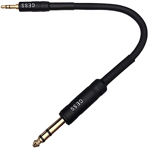 CNCESS CESS-189-6i Stereo Audio Cable, 3.5mm to 6.35mm TRS, Gold and Chrome Plated Connectors, Shielded Oxygen-Free Copper Cable, 22 AWG, 18 Inch