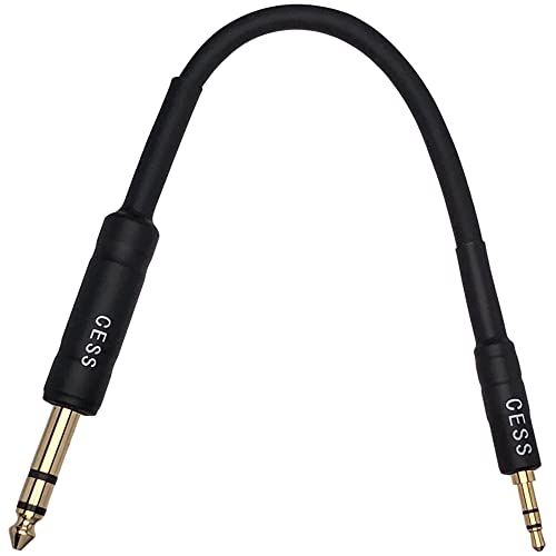 CNCESS CESS-189-6i Stereo Audio Cable, 3.5mm to 6.35mm TRS, Gold and Chrome Plated Connectors, Shielded Oxygen-Free Copper Cable, 22 AWG, 18 Inch