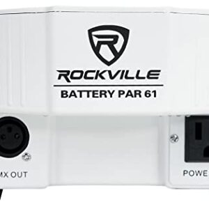 2) Rockville Battery PAR 61 White Rechargeable RGBWA+ DMX DJ Up-Lights+Remotes