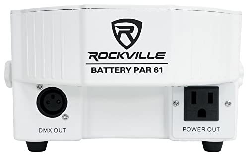 2) Rockville Battery PAR 61 White Rechargeable RGBWA+ DMX DJ Up-Lights+Remotes