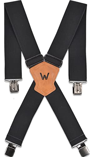 WELKINLAND 2Inch Elastic Mens suspenders, Heavy Duty suspenders for men, Work suspenders for men, Suspenders for men w/clips, Suspenders for men heavy duty, Mens suspenders for trousers