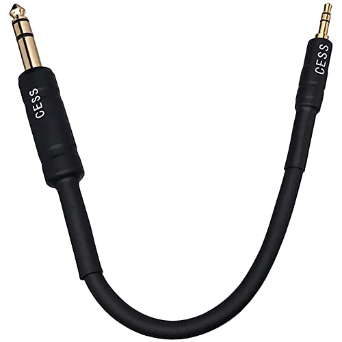 CNCESS CESS-189-6i Stereo Audio Cable, 3.5mm to 6.35mm TRS, Gold and Chrome Plated Connectors, Shielded Oxygen-Free Copper Cable, 22 AWG, 18 Inch