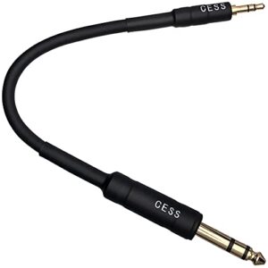 CNCESS CESS-189-6i Stereo Audio Cable, 3.5mm to 6.35mm TRS, Gold and Chrome Plated Connectors, Shielded Oxygen-Free Copper Cable, 22 AWG, 18 Inch