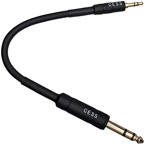 CNCESS CESS-189-6i Stereo Audio Cable, 3.5mm to 6.35mm TRS, Gold and Chrome Plated Connectors, Shielded Oxygen-Free Copper Cable, 22 AWG, 18 Inch