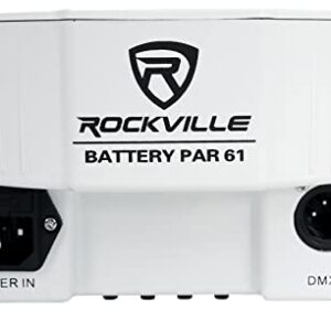 2) Rockville Battery PAR 61 White Rechargeable RGBWA+ DMX DJ Up-Lights+Remotes