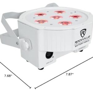 2) Rockville Battery PAR 61 White Rechargeable RGBWA+ DMX DJ Up-Lights+Remotes