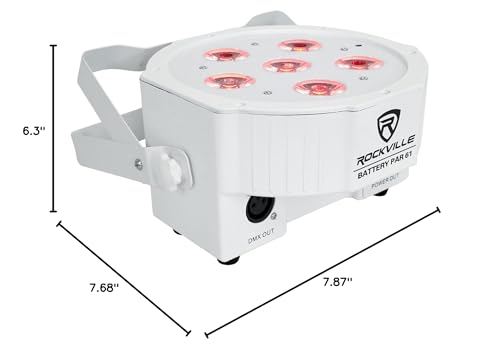 2) Rockville Battery PAR 61 White Rechargeable RGBWA+ DMX DJ Up-Lights+Remotes