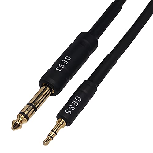 CNCESS CESS-189-6i Stereo Audio Cable, 3.5mm to 6.35mm TRS, Gold and Chrome Plated Connectors, Shielded Oxygen-Free Copper Cable, 22 AWG, 18 Inch